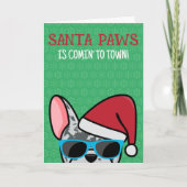 Grappige Blauwe Merle Franse Santa Paws Kerstmis Kaart (Voorkant)