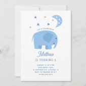 Grappige blauwe olifant & maan. Schattigee kinder Kaart (Voorkant)