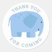 Grappige blauwe olifant. Schattige jongensdier dan Ronde Sticker (Voorkant)