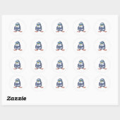 grappige blauwe pinguïn met een zonnebril op ronde sticker (Vel)