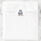 grappige blauwe pinguïn met een zonnebril op ronde sticker (Tas)