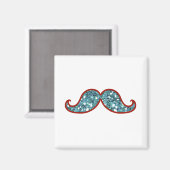 GRAPPIGE BLAUWE SNOR GLITTER MAGNEET (Voorkant / Achterkant)