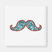 GRAPPIGE BLAUWE SNOR GLITTER MAGNEET (Voorkant)