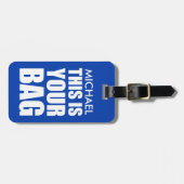 Grappige Blauwe Tas Aandacht Reizen Bagagelabel (Voorkant horizontaal)