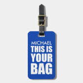 Grappige Blauwe Tas Aandacht Reizen Bagagelabel (Voorkant verticaal)
