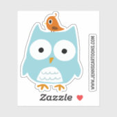 Grappige Blauwe Uil en Schattigee Oranje Bird Viny Sticker (Vel)