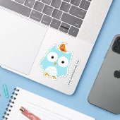 Grappige Blauwe Uil en Schattigee Oranje Bird Viny Sticker (Laptop met iPhone)