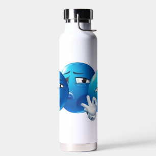 Grappige Blauwe Verdrietige Emoji-waterfles - Uitd Waterfles