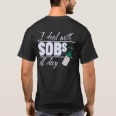 Grappige Blauwe Verpleegster 2 zijdige Typografie T-shirt (Achterkant)