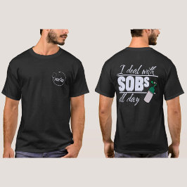 Grappige Blauwe Verpleegster 2 zijdige Typografie T-shirt