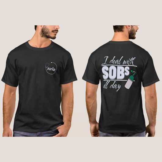 Grappige Blauwe Verpleegster 2 zijdige Typografie T-shirt