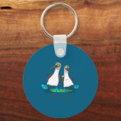 Grappige Blauwe Voet Ies Cartoon Illustratie Sleutelhanger (Voorkant)