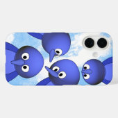 Grappige Blauwe Vogels Cartoon Case-Mate iPhone Case (Achterkant (horizontaal))