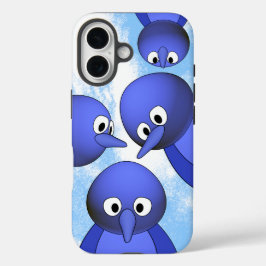 Grappige Blauwe Vogels Cartoon iPhone 16 Hoesje