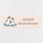 Grappige, blauwvoetboobies cartoon gepersonaliseer labels (Design 2)