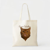 Grappige Blep Kat Foto Persoonlijke Naam Canvas Tote Bag (Voorkant)