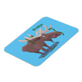 Grappige blije eland cartoonillustratie magneet (Linkerzijde)