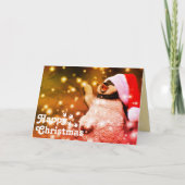 Grappige blije kerstman pinguïn & vrolijk kerstfee kaart (Voorkant)