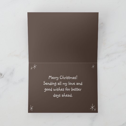 Grappige blije kerstman pinguïn & vrolijk kerstfee kaart (Binnen)