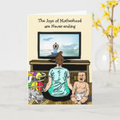 Grappige blije Moederdag, de geneugten van het moe Kaart (Gele Bloem)