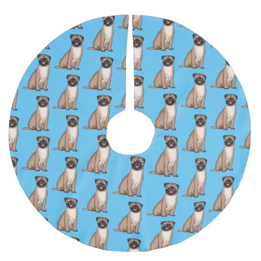 Grappige blije pug hond cartoon illustratie kerstboom rok (Voorkant)