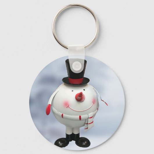 Grappige Blikken Sneeuwman Kerstsleutelhanger Sleutelhanger (Voorkant)