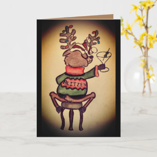 Grappige Blitzen Kerstkaart Kaart