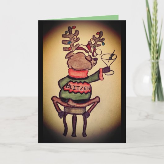 Grappige Blitzen Kerstkaart Kaart (Voorkant)