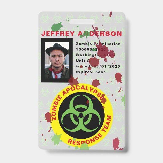 Grappige bloederige zombie-apocalyps respons team badge (Voorzijde)