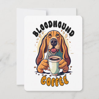 Grappige bloedhond die koffie drink notitiekaartje