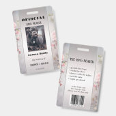 Grappige Bloemen Bruiloft Ring Drager Foto ID Badg Badge (Front & Back)