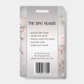 Grappige Bloemen Bruiloft Ring Drager Foto ID Badg Badge (Back)