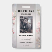 Grappige Bloemen Bruiloft Ring Drager Foto ID Badg Badge (Front)