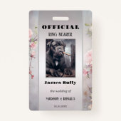 Grappige Bloemen Bruiloft Ring Drager Foto ID Badg Badge (Voorkant)