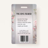 Grappige Bloemen Bruiloft Ring Drager Foto ID Badg Badge (Achterkant)