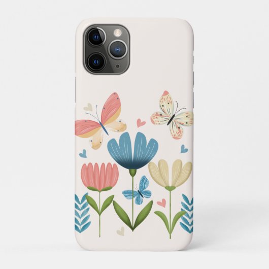 Grappige bloemen en vlinders Case-Mate iPhone case (Achterkant)