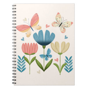 Grappige bloemen en vlinders notitieboek