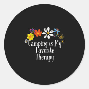 Grappige bloemen grafische camping is favoriete th ronde sticker