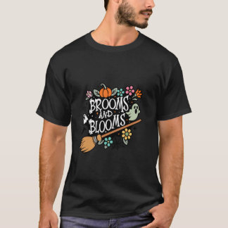 Grappige bloemen Halloween bezems en bloeit Schatt T-shirt