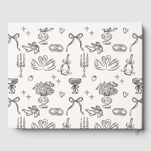 Grappige bloemen, hand getrokken bruiloft gastenbo gastenboek (Achterkant)