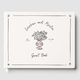 Grappige bloemen, hand getrokken bruiloft gastenbo gastenboek