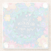 Grappige bloemenblauwe roze act My Age Quote Glazen Onderzetter (Achterkant)