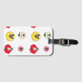 Grappige bloemige kattengezichten bagagelabel