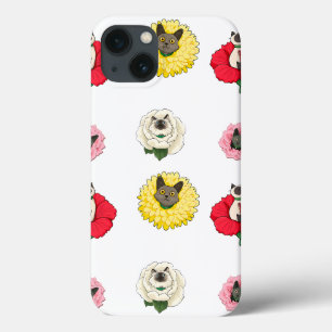 Grappige bloemige kattengezichten Case-Mate iPhone case