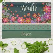 Grappige  bloemnaam deze mondhartje citaat theedoek (Gevouwen)