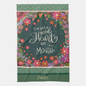 Grappige  bloemnaam deze mondhartje citaat theedoek (Verticaal)