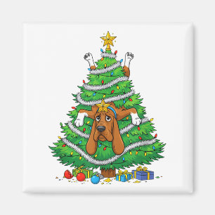 Grappige Bloodhound Hond Kerstboom Lichtjes Kinder Magneet