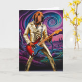 Grappige Bloodhound Rockster Kaart (Gele Bloem)