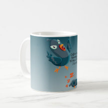 Grappige Blue Angry Bird Coffee Mok