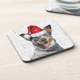 Grappige Blue Heeler Hond Wof Word Art Vakantie Bier Onderzetter
